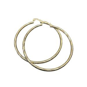 NEW Gold-Filled Embellished Cut 2x40mm Hoop Earrings-French Clasp